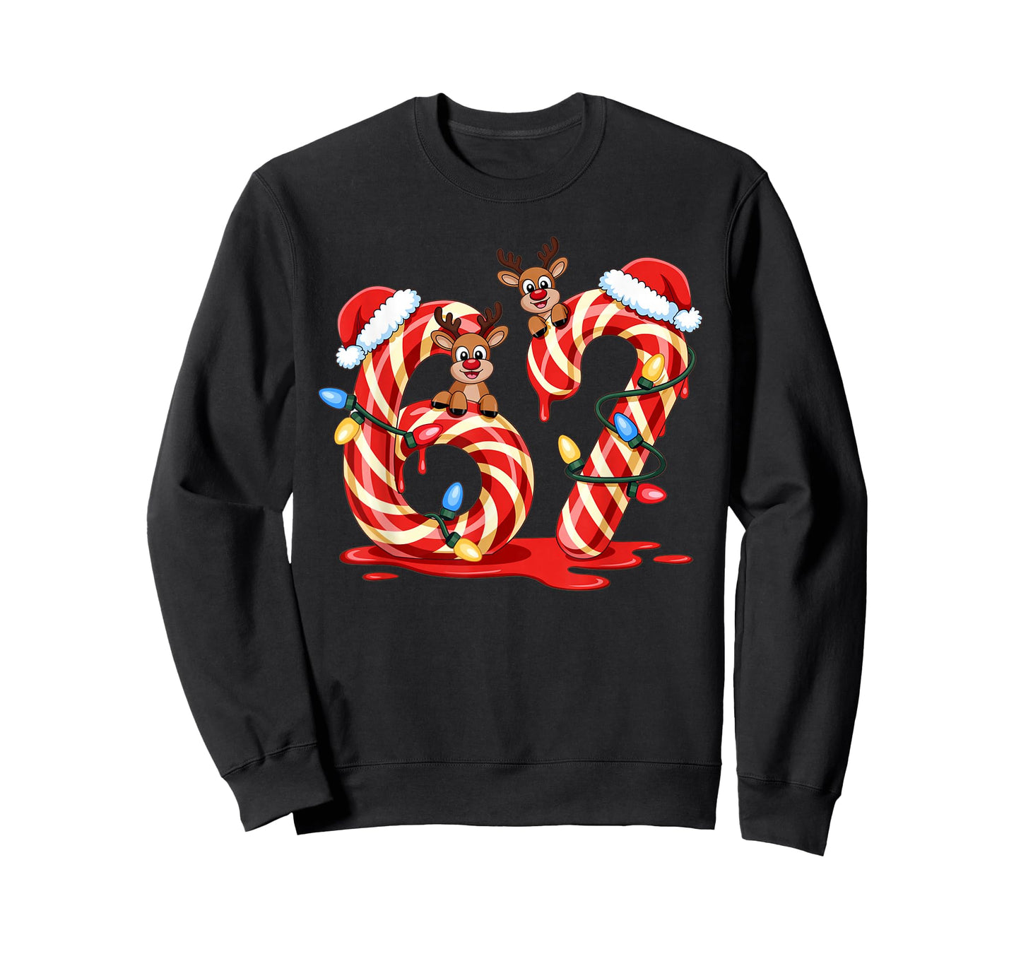 Melting Candy Cane 67 Christmas Design Santa Hat Holiday T-Shirt