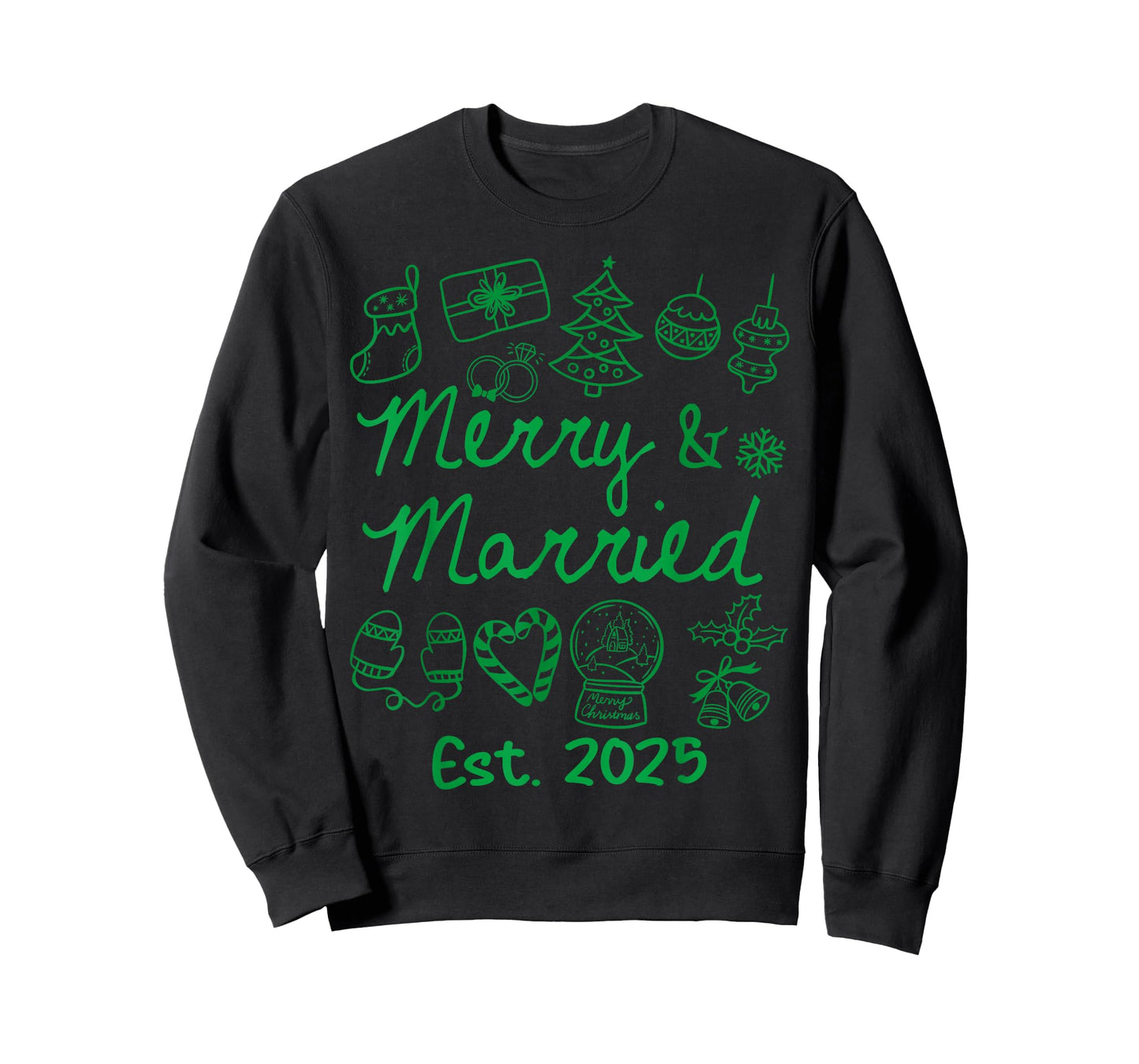 Merry and Married Est 2025 Christmas Couples Matching Group T-Shirt