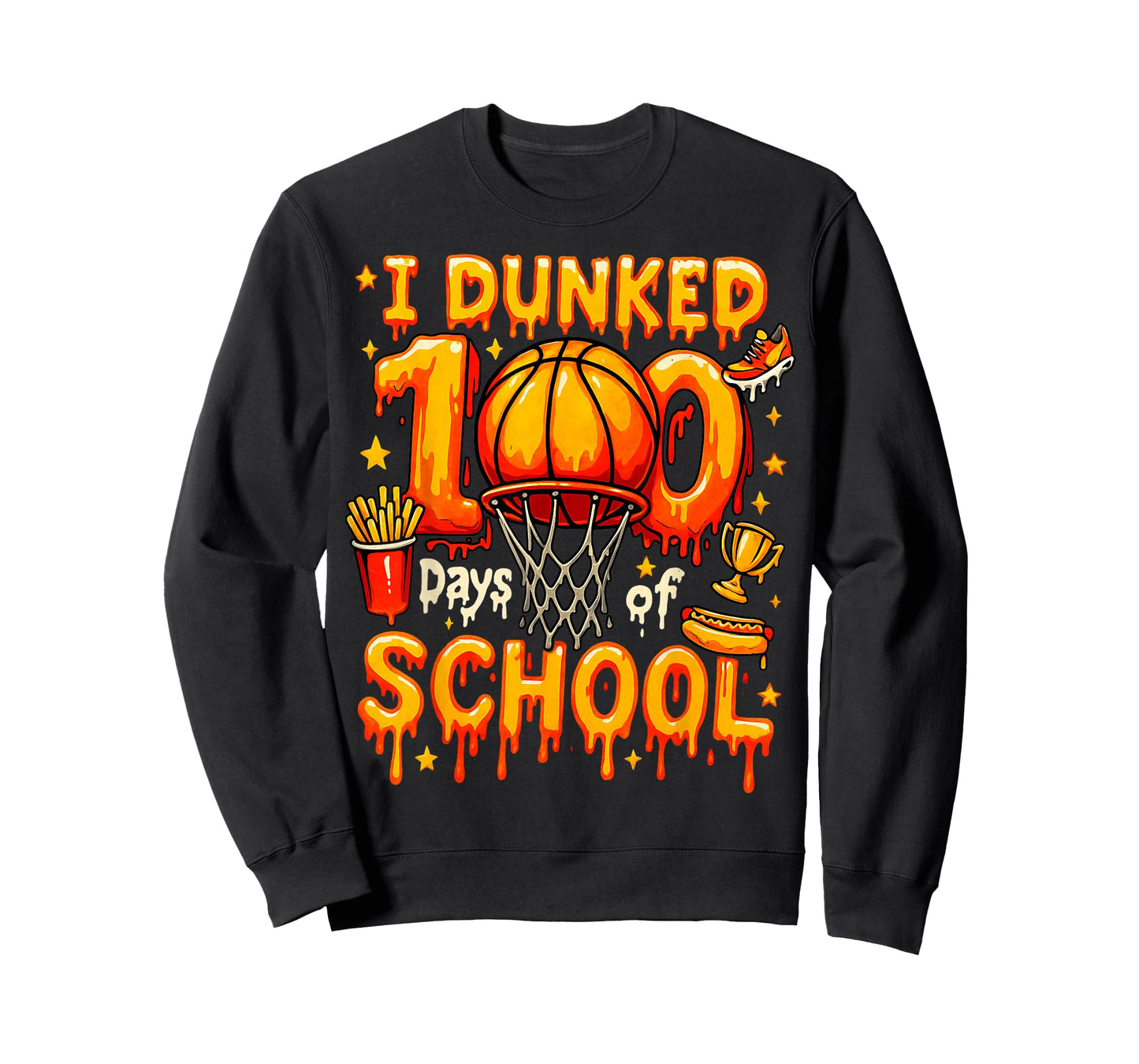 I Dunked 100 Days of School Basketball Drip Boys Kids T-Shirt