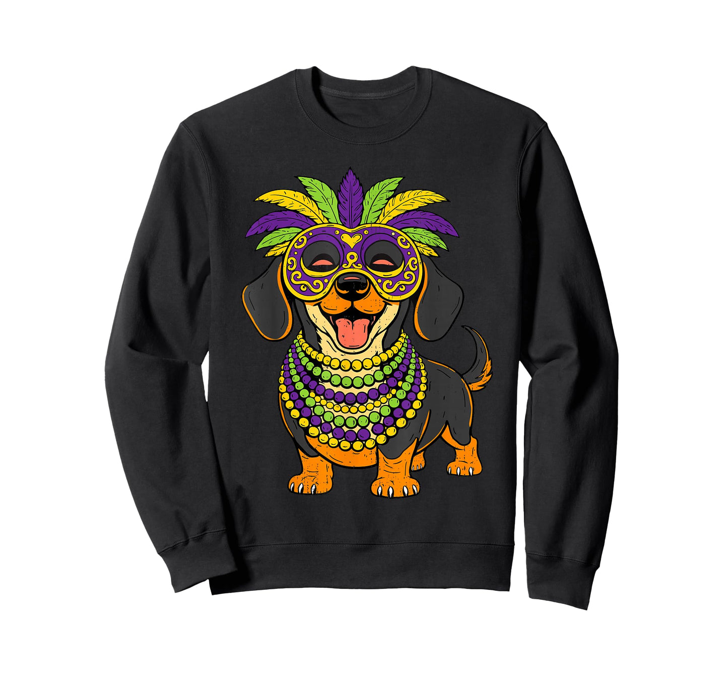 Dachshund Mardi Gras Carnival Jester Beads Dog Lover Pet T-Shirt