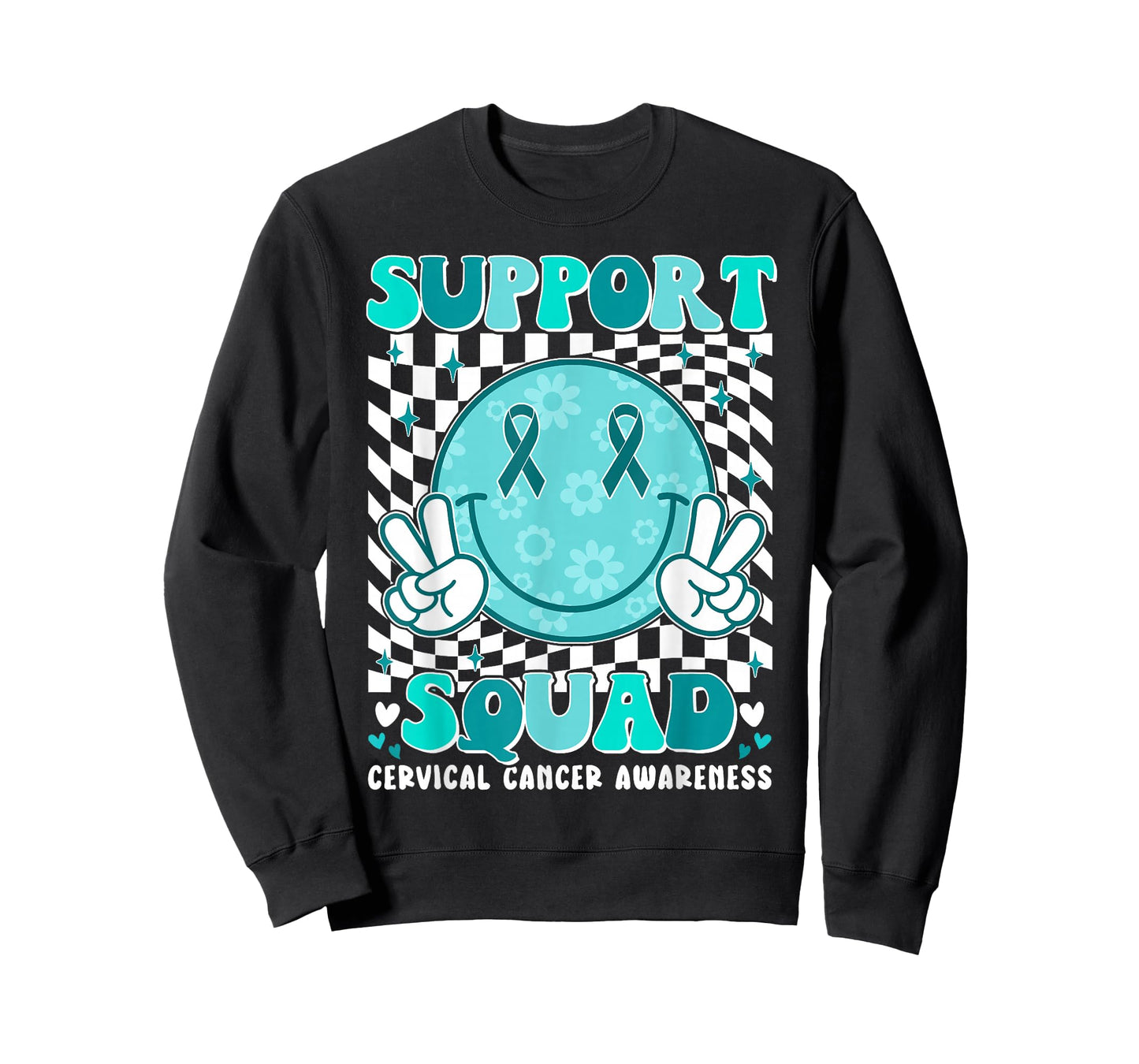 Groovy Cervical Cancer Awareness Men Women Support Squad T-Shirt