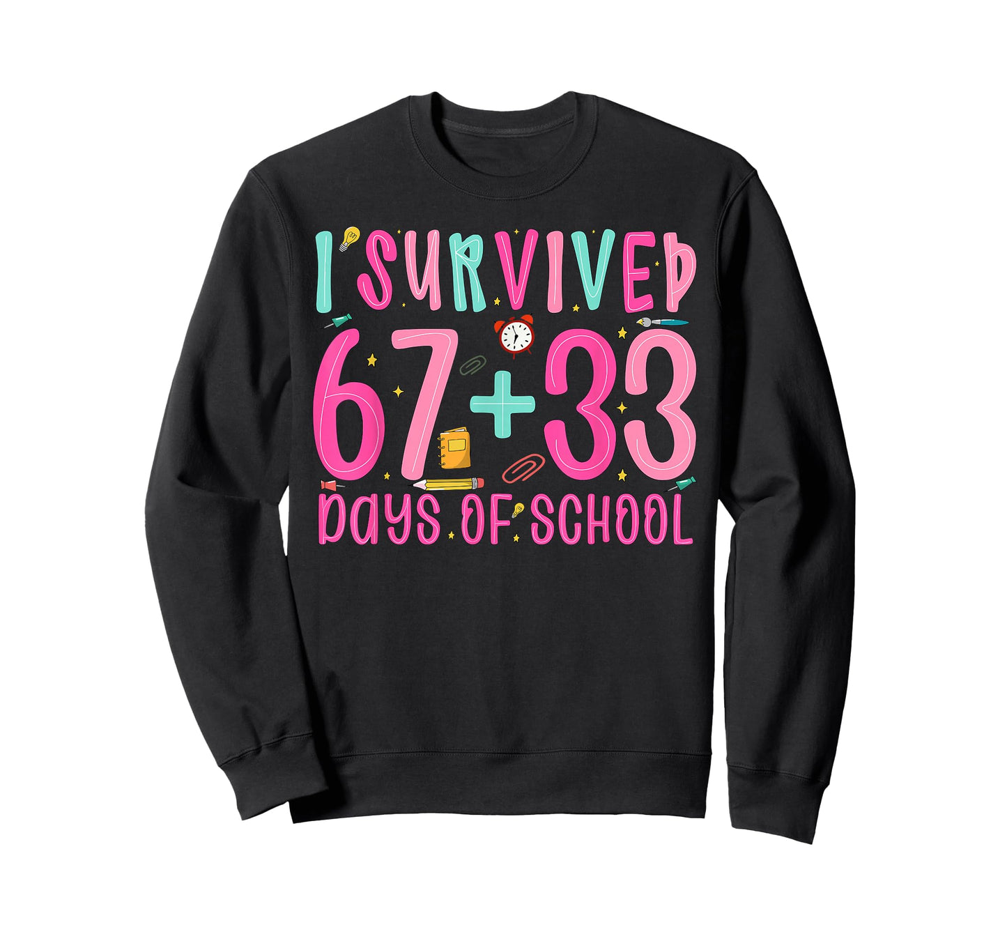 I Survived 67+33 Days of School Teacher Boys Girls 100 Days T-Shirt