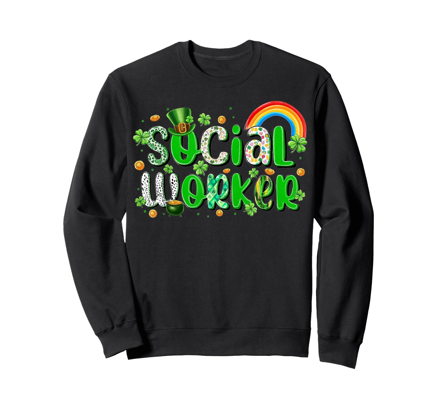 St Patrick's Day Social Worker Lucky Shamrock Office Work T-Shirt