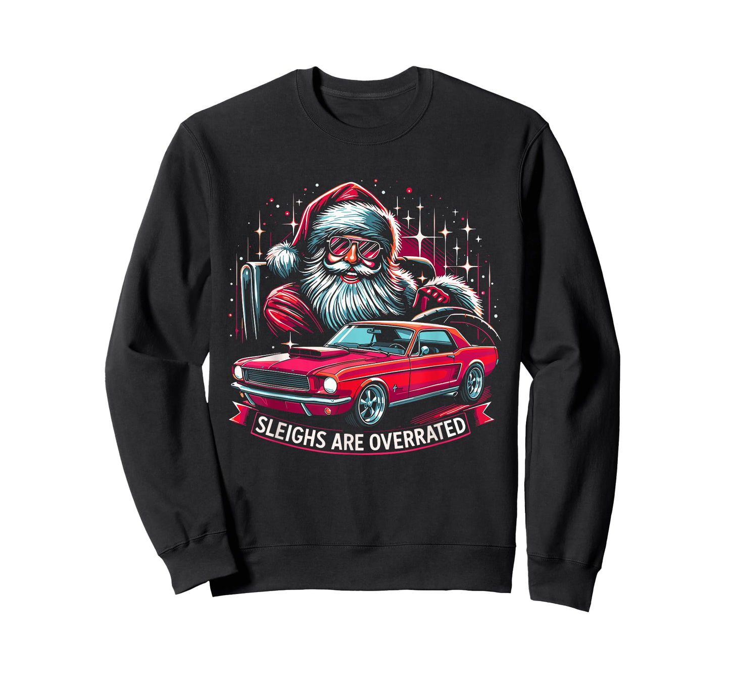Classic Muscle Car Santa Hotrod V8 Enthusiast Christmas T-Shirt