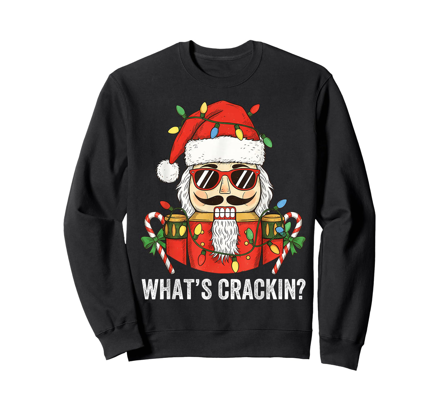 Funny Nutcracker Christmas Shirt Santa Hat Candy Cane Xmas T-Shirt