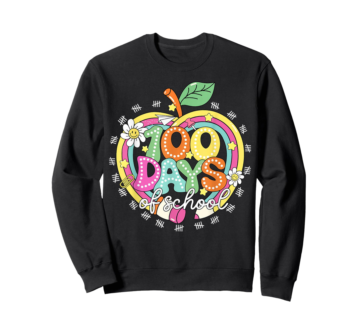 Happy 100 Days of School Apple Pencil Boys Girls Teachers T-Shirt