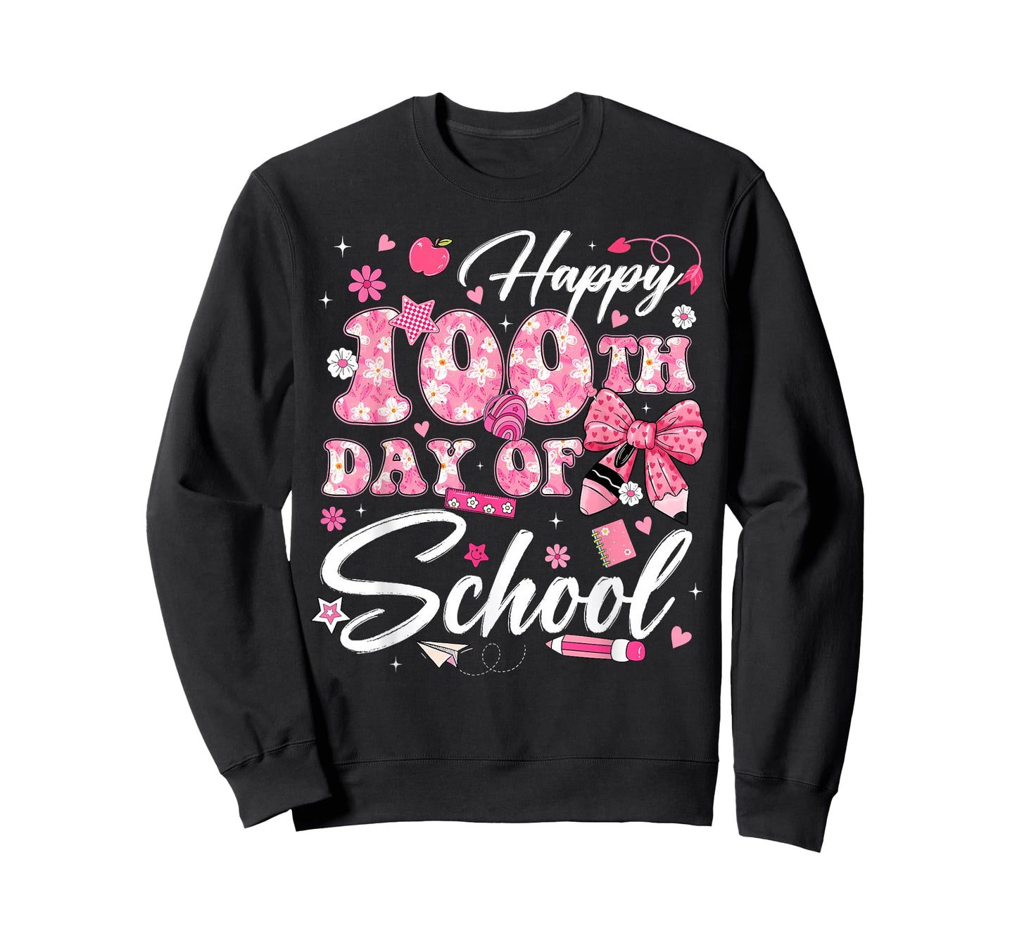 100th Day of School 100 Days Coquette Bow Teacher Floral T-Shirt