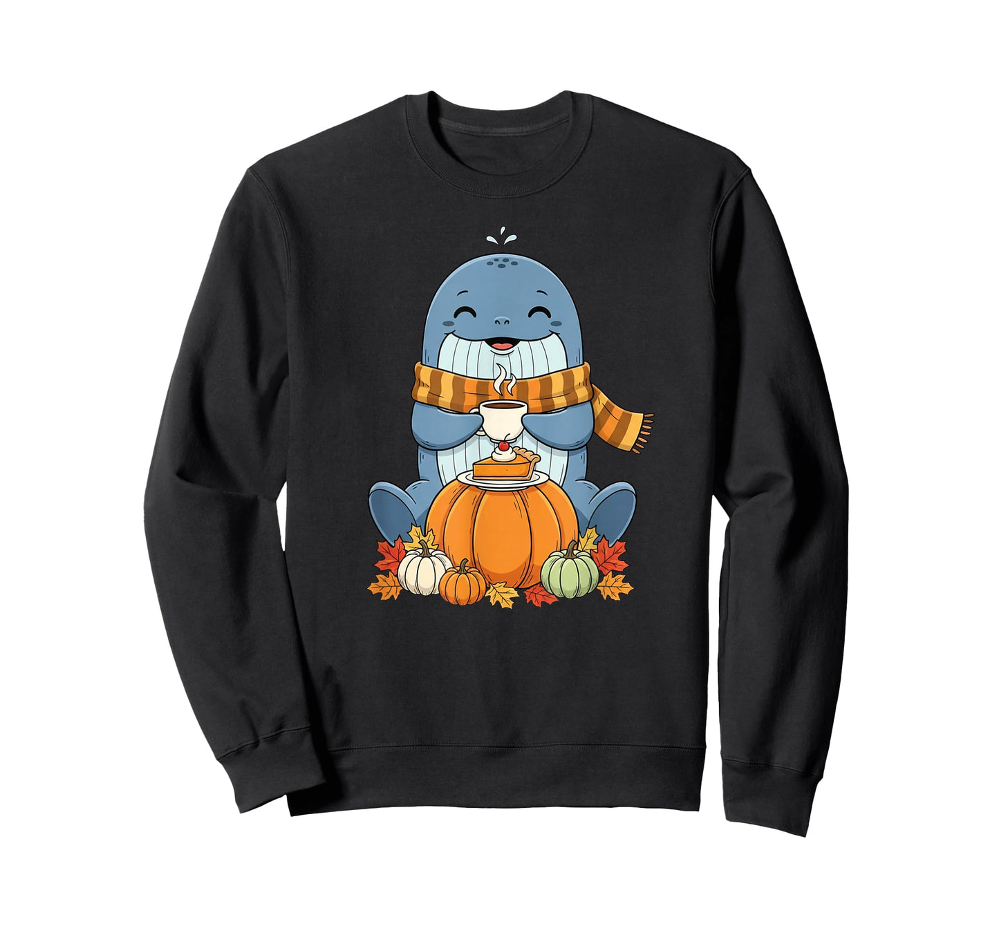 Funny Whale Coffee Autumn Thanksgiving Womens Mens Kids T-Shirt