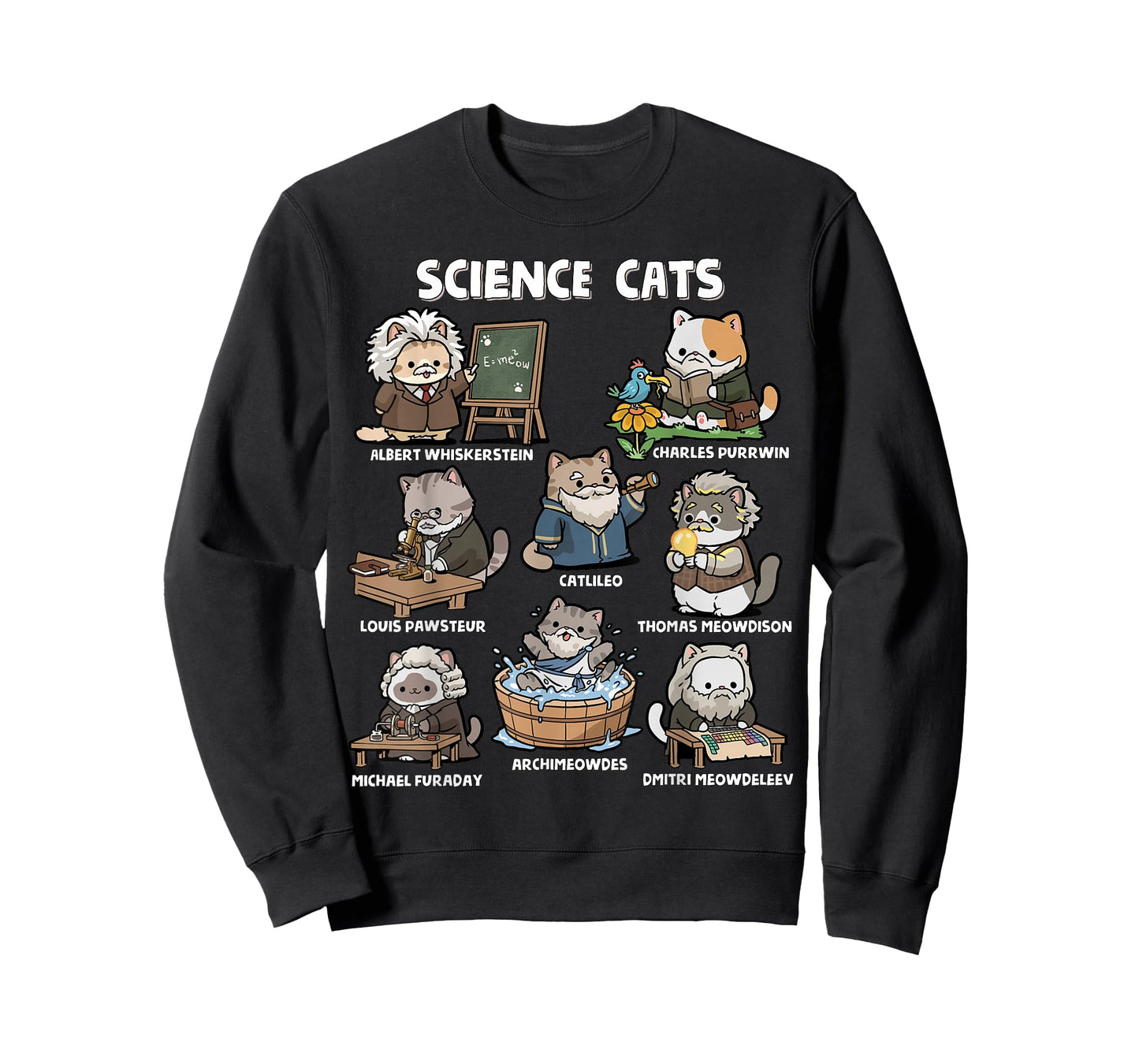 Science Cats Funny Scientist Pun Cat Lover Math Teacher T-Shirt
