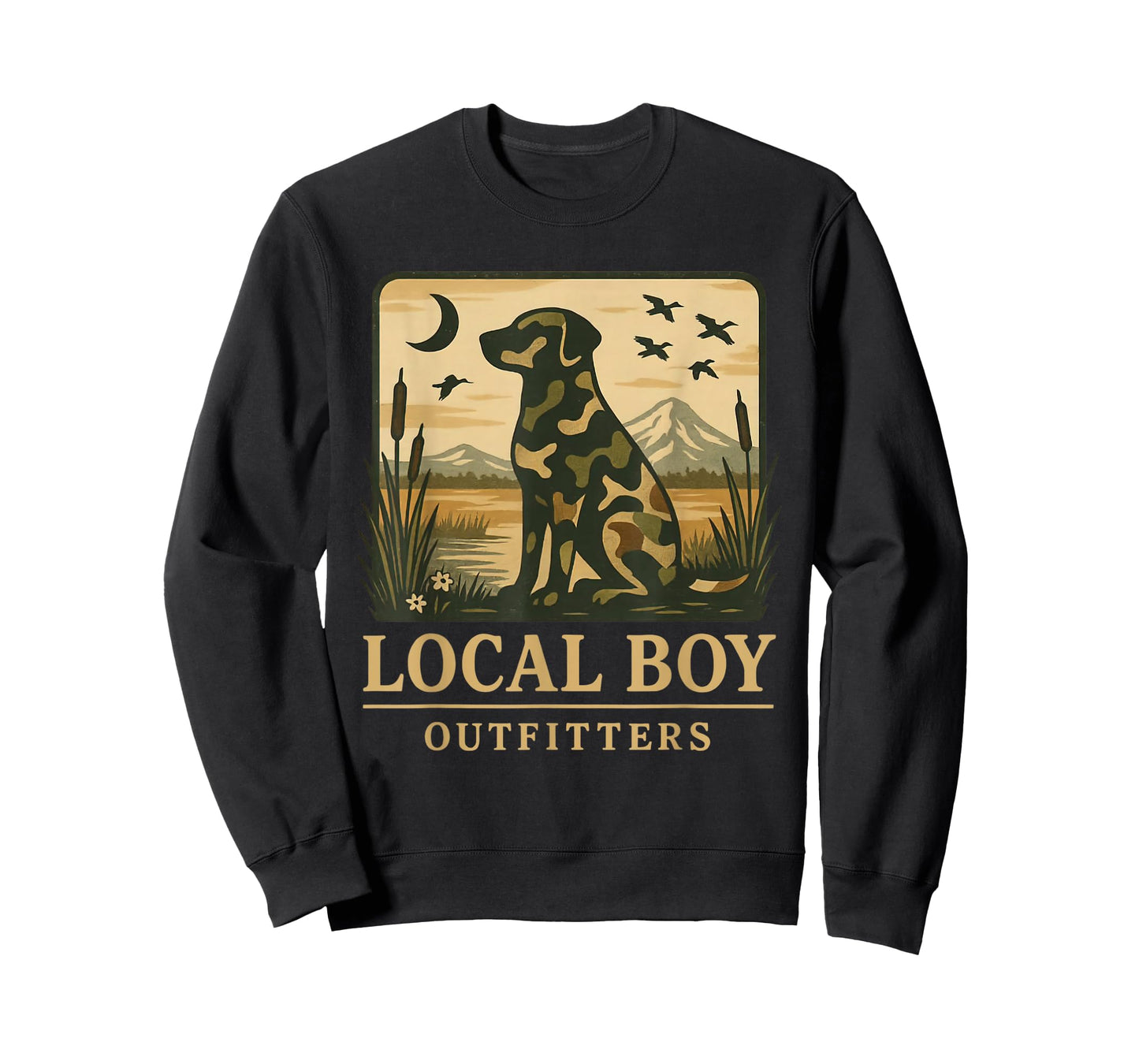 Camo Southern Local Boy Duck Hunting Black Lab Outdoor T-Shirt