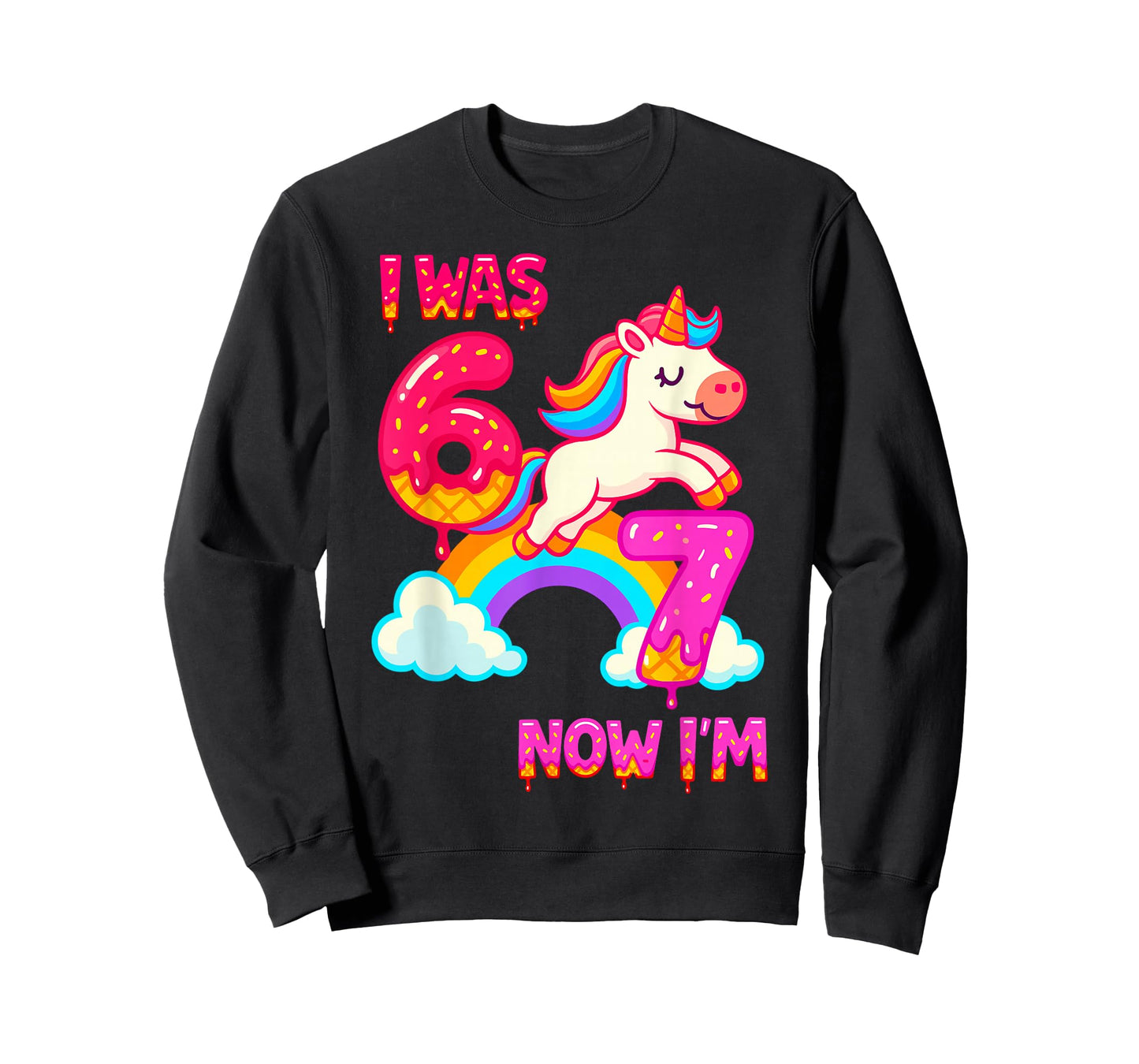 7 Year Old Birthday 67 was 6 Now I'm 7 Dabbing Unicorn Girls T-Shirt