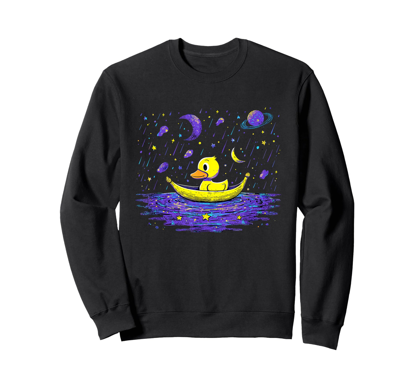 Colorful Duck Moon Adventure in Galaxy T-Shirt