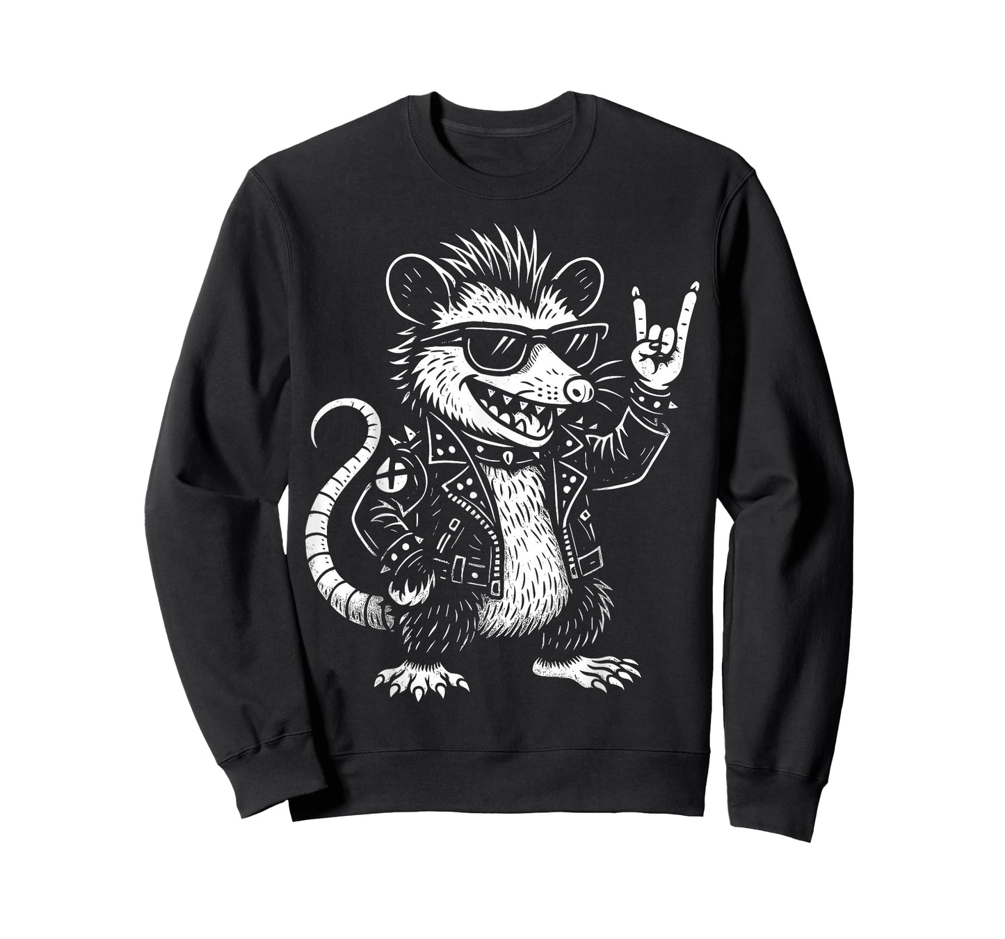Punk Rocker Possum Funny Rock and Roll Opossum Music Lover T-Shirt