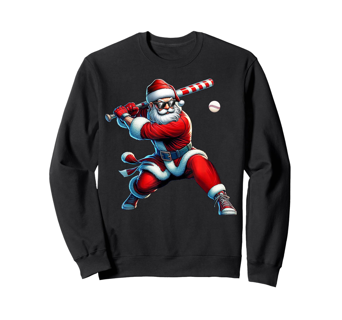 Santa Playing Baseball Men Boys Christmas Baseball Player T-Shirt