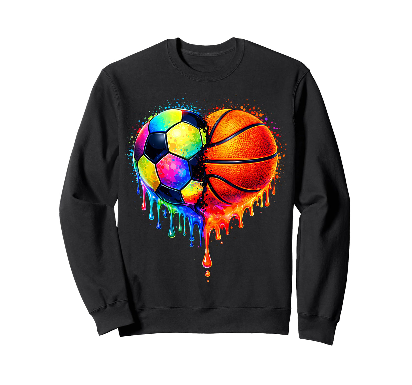 Soccer Basketball Drip Heart Sports Valentines Day Men Boys T-Shirt