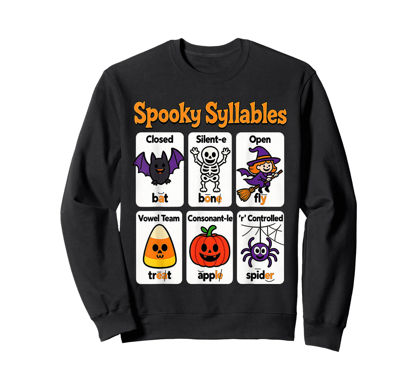 Spooky Syllables Teacher Outfit Halloween Classroom Learning T-Shirt