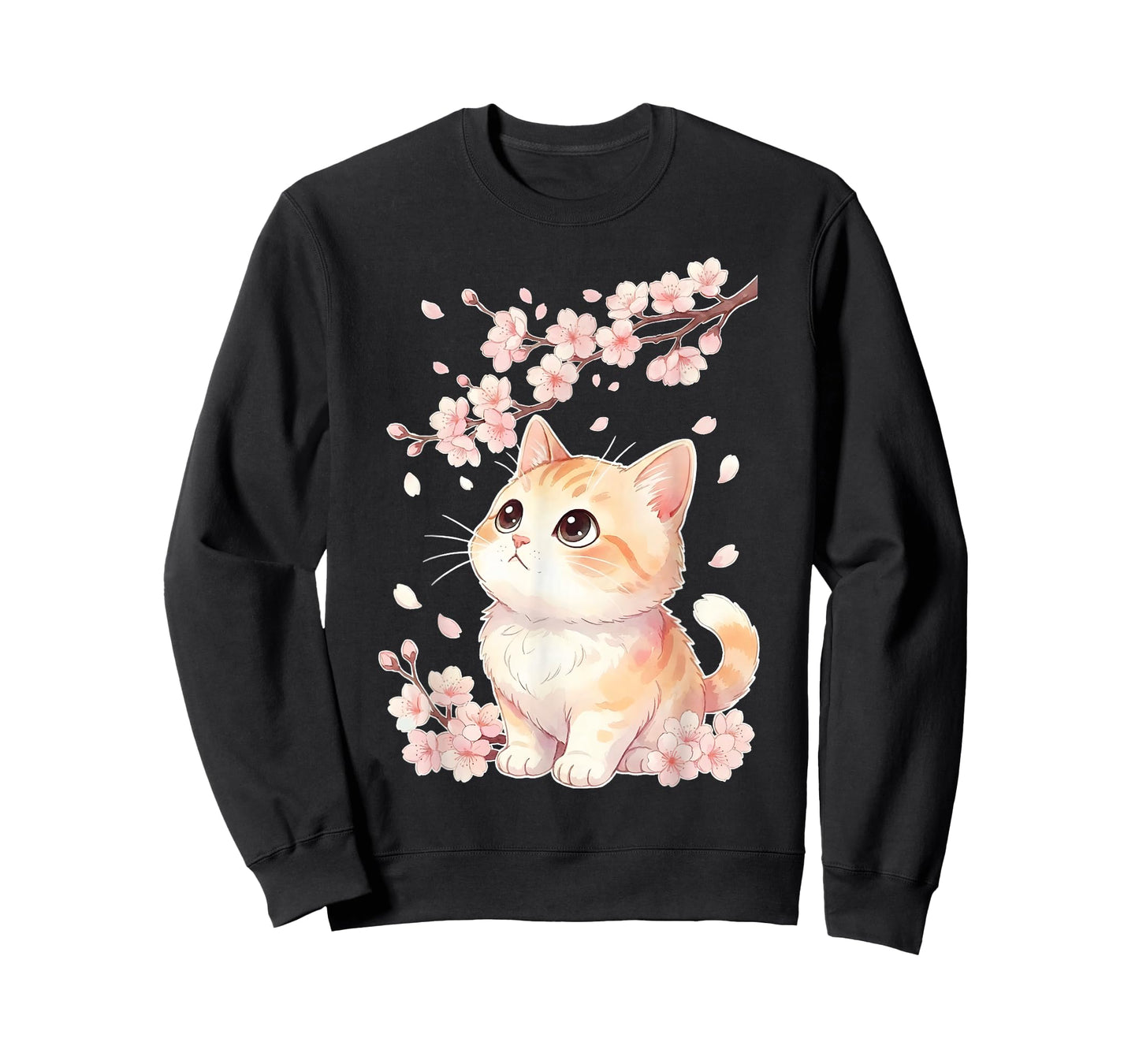 Cute Sakura Kitten Cherry Blossom Japanese Kawaii Anime Cat T-Shirt