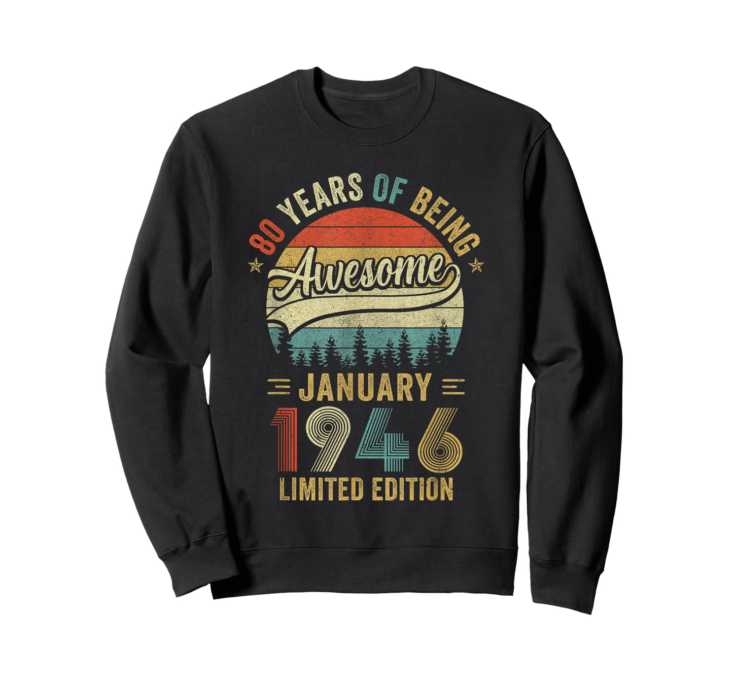 Vintage January 1946 Old 80Th Birthday Men Women T-Shirt