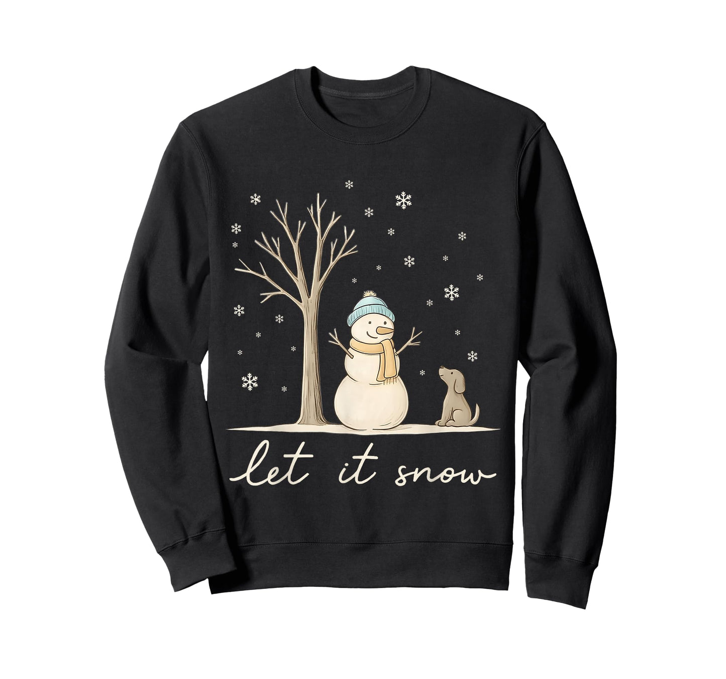 Let It Snow Christmas Snowman Winter Christmas Dog Lovers T-Shirt