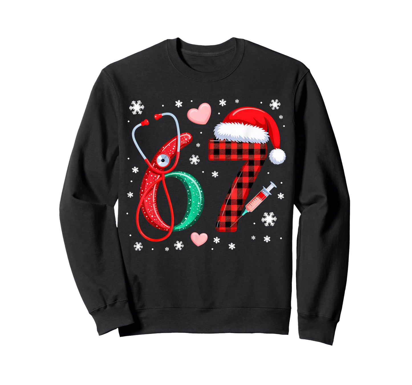 Funny 67 Meme Nurse Six Seven Nursing Festive Christmas T-Shirt
