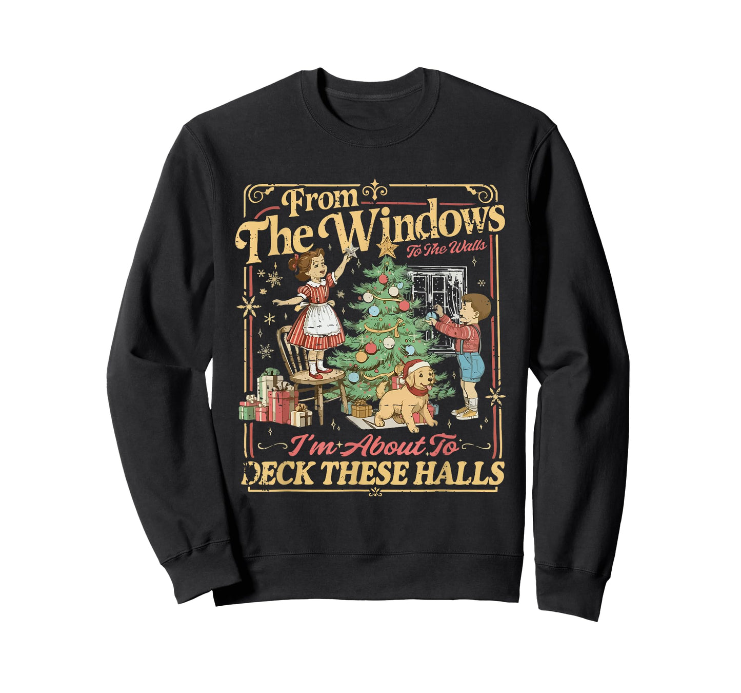 Funny Christmas Holiday from The Windows to The Walls Retro T-Shirt