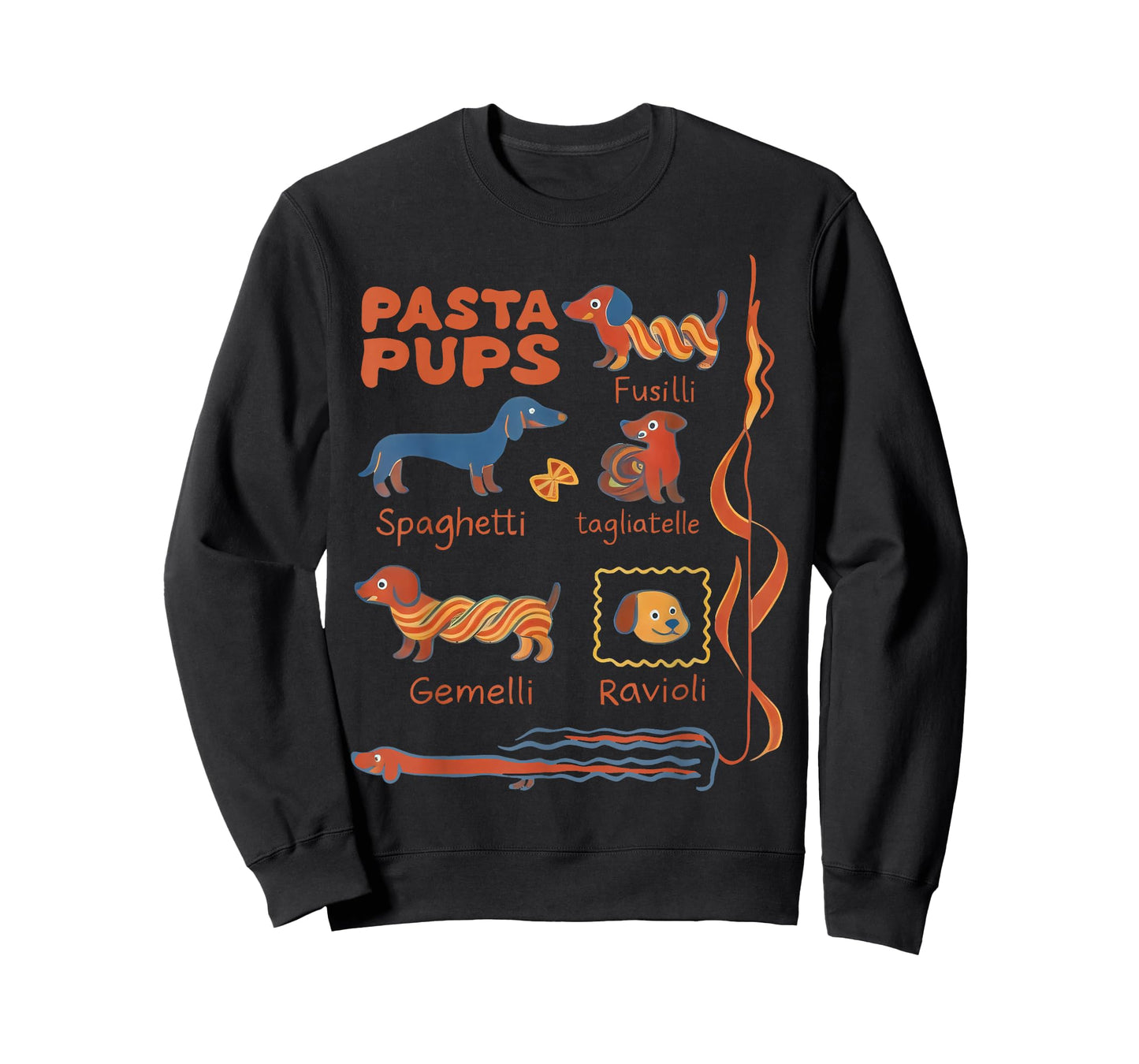 Pasta Pups Dog Funny Dachshund Dog Pasta Foodie Dog Sausage T-Shirt