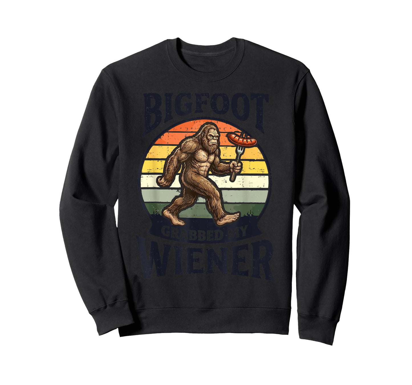 Bigfoot Grabbed My Wiener Funny Sasquatch Retro Camping T-Shirt
