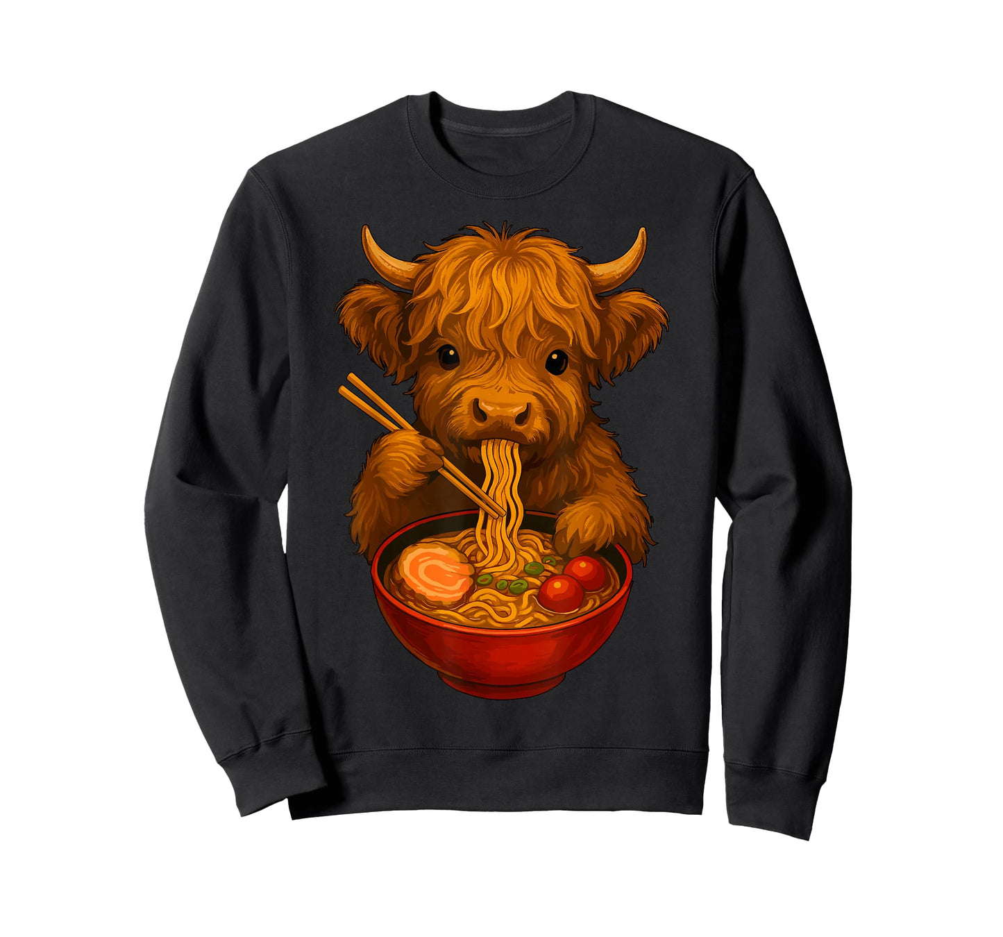 Highland Cow Eating Ramen T-Shirt