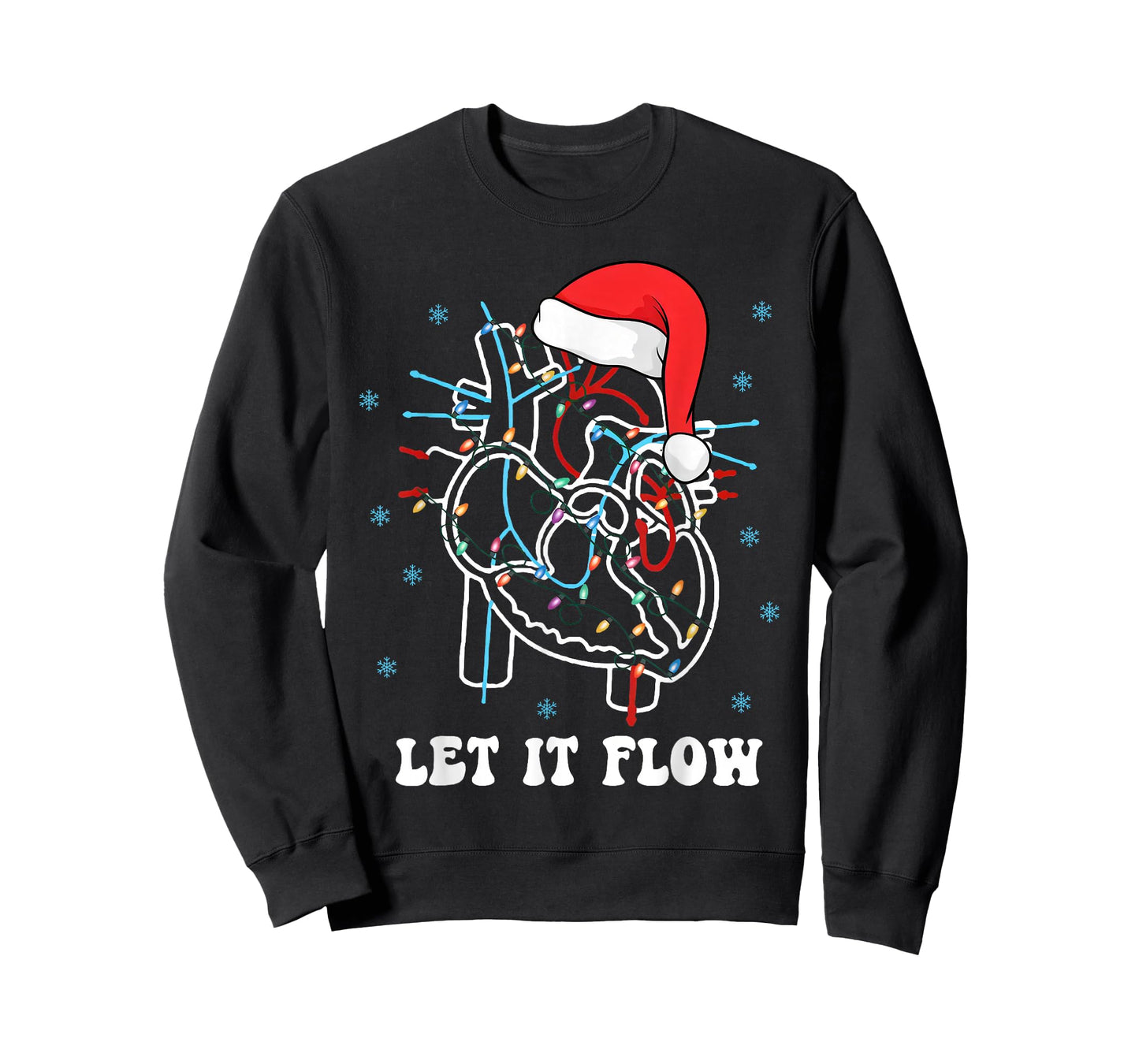 Let It Flow Anatomy Heart Cardiac Nurse Santa Hat Christmas T-Shirt