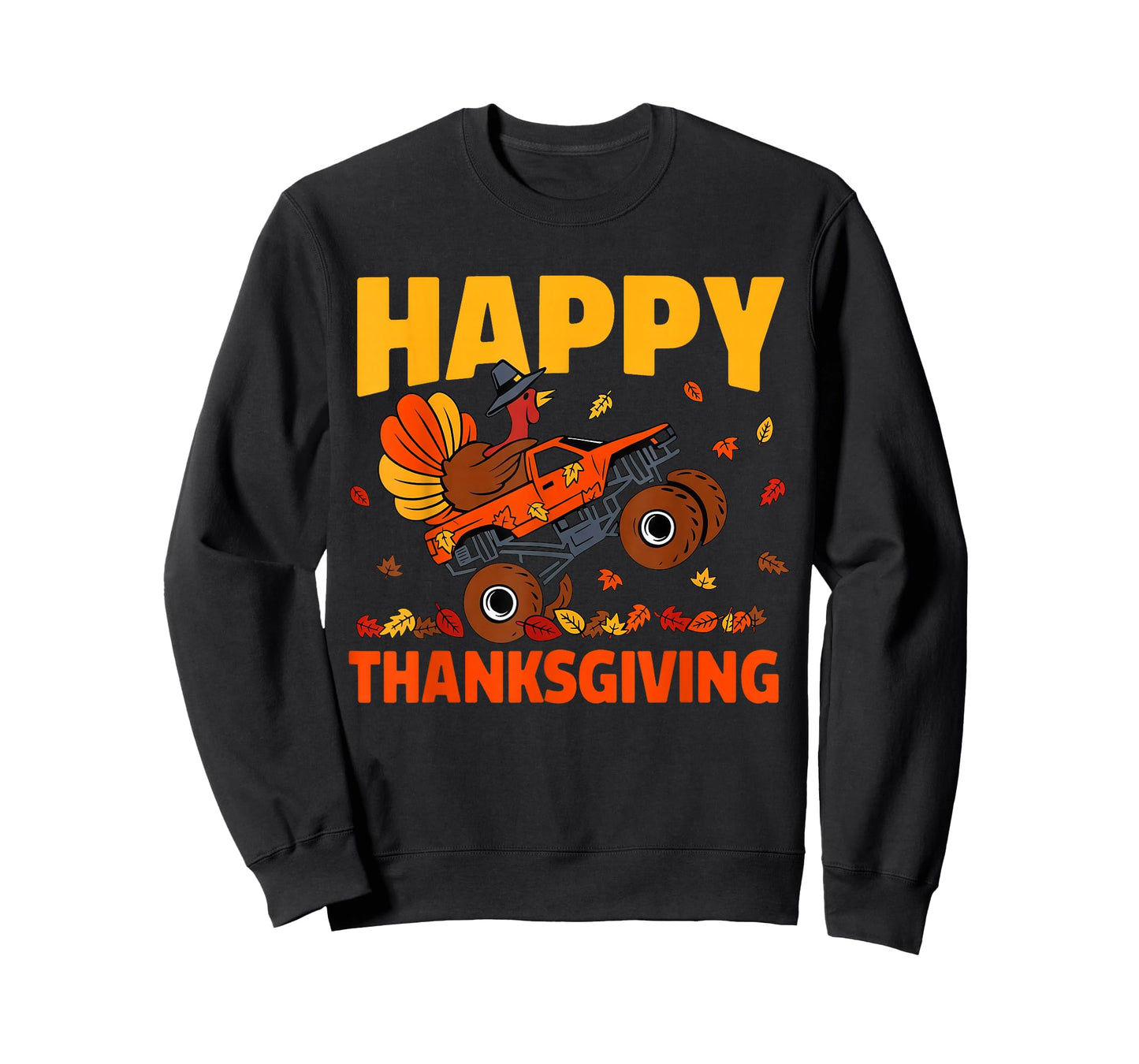 Funny Thanksgiving Monster Truck Turkey Ride Fall Holiday T-Shirt