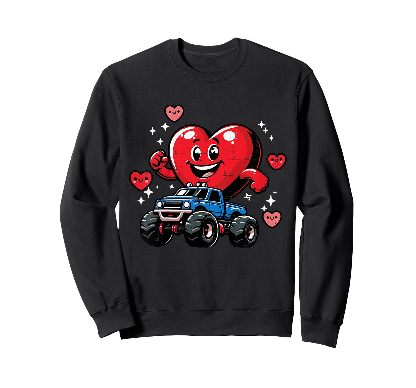 Kids Valentines Day Heart On Monster Truck Cute Toddler Boys Kids T-Shirt