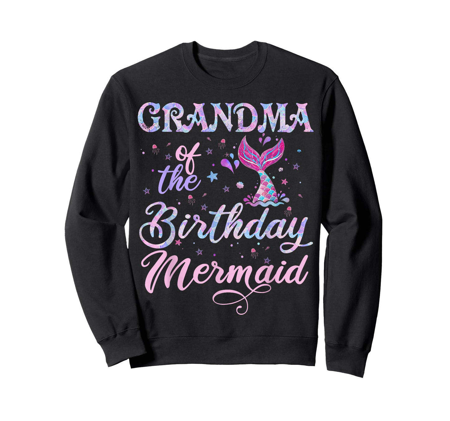 Funny Bday Family Matching Grandma of The Birthday Mermaid T-Shirt
