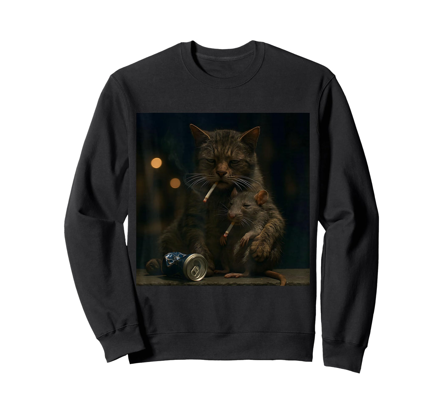 Cat Smoking with Rat Funny Meme Cat T-Shirt