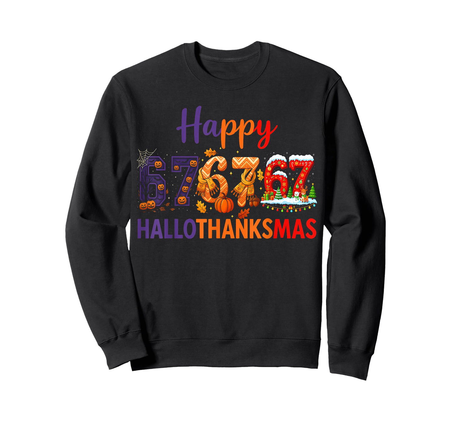 HUGvyn Six Seven Meme 67 Hallothanksmas Halloween Christmas T-Shirt