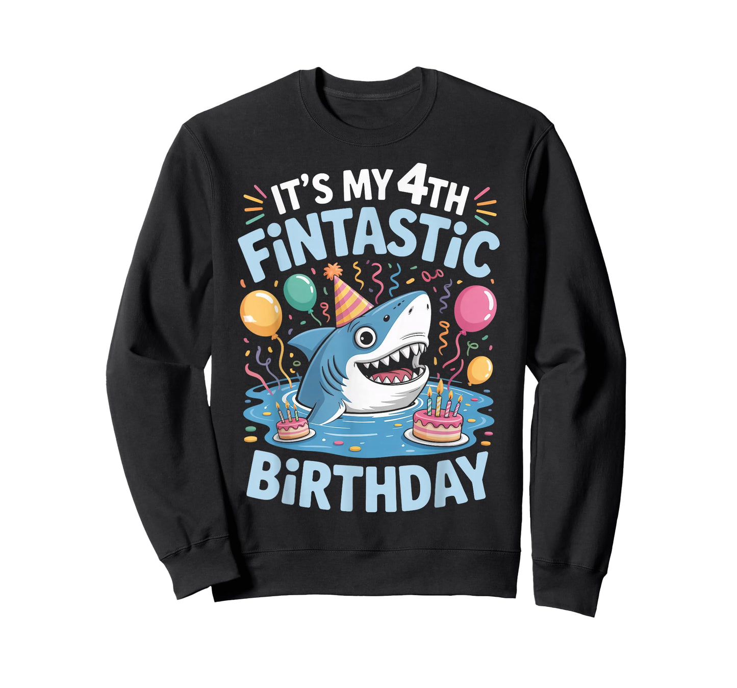 My 4th Fintastic Shark Birthday Party 4 Years Old Shark T-Shirt