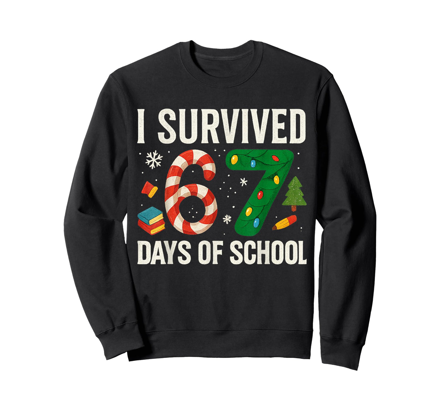 I Survived 67 Days of School Christmas Red Plaid for Student T-Shirt
