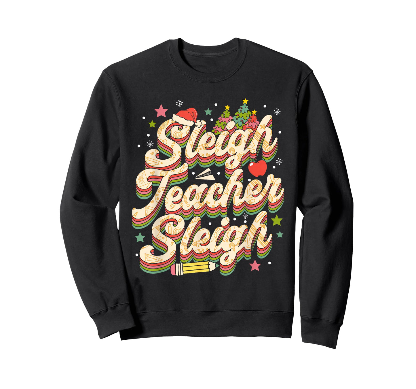 Sleigh Teacher Sleigh Retro Christmas T-Shirt