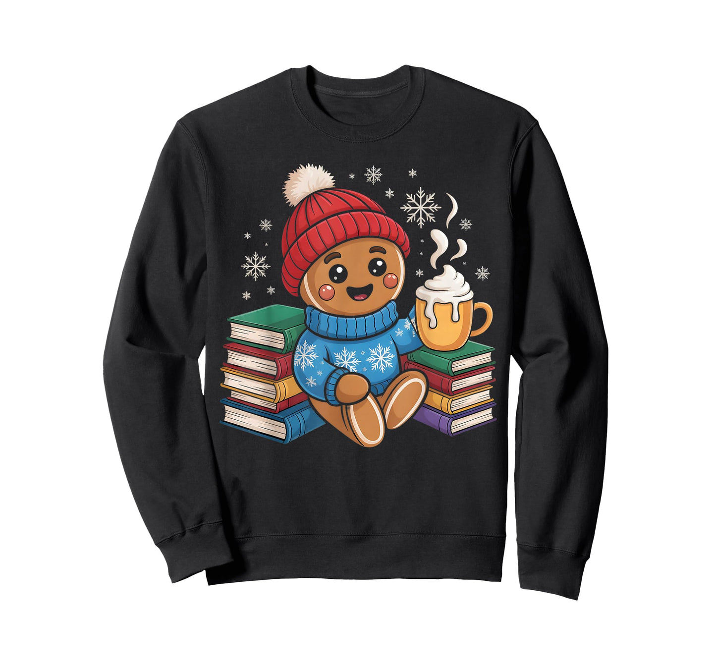Gingerbread Christmas Bookworm Librarian Reading Books Lover T-Shirt