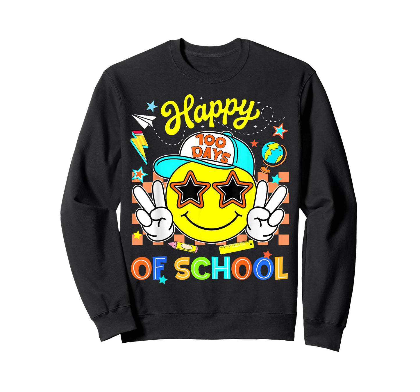Happy 100th Day of School Smile Face Boy Teacher Sunglasses T-Shirt
