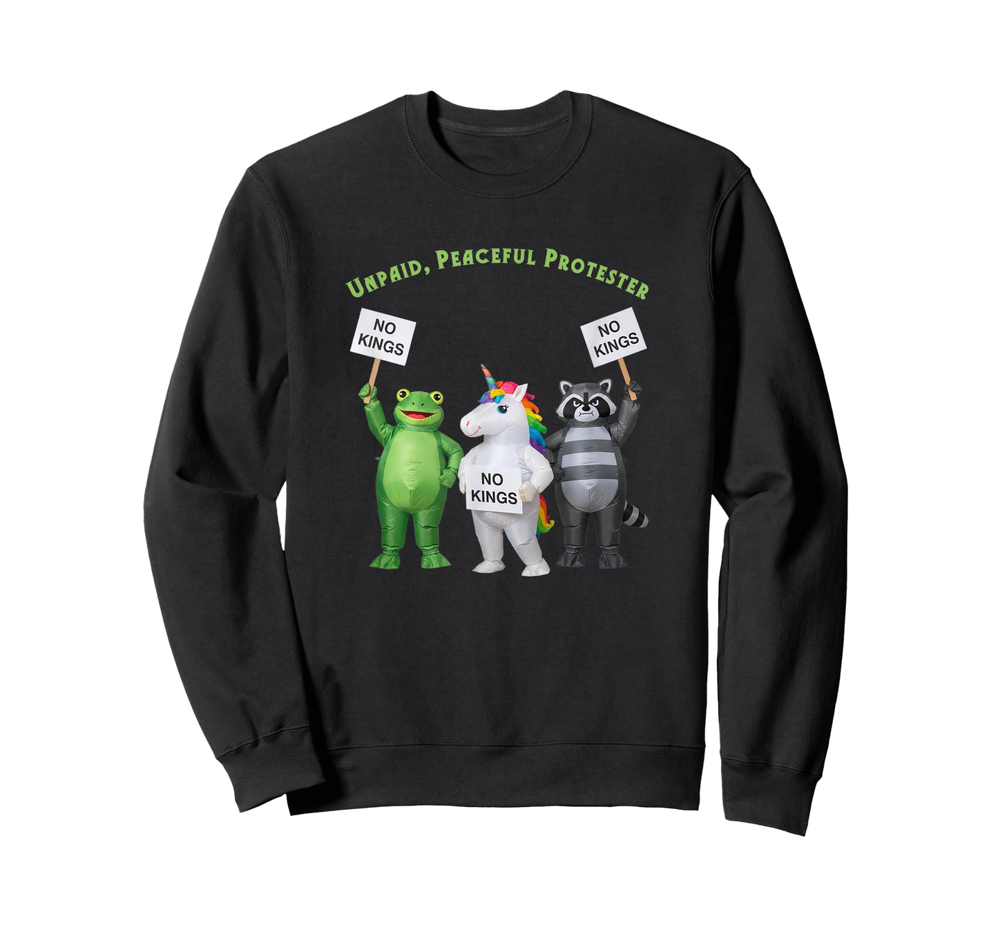 No Kings Unpaid Peaceful Protester Frog and Unicorn T-Shirt
