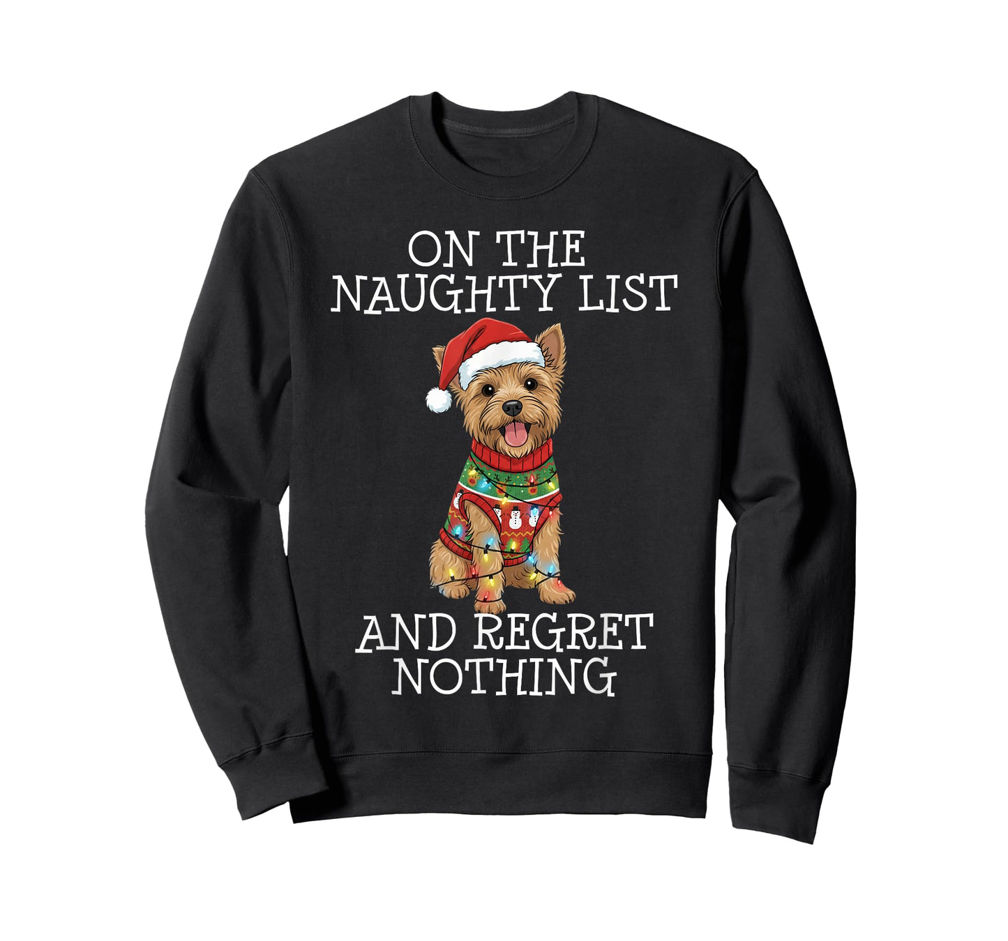 Funny Christmas Cairn Terrier Naughty List T-Shirt