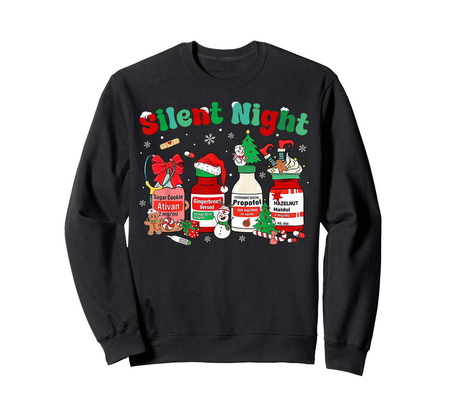 Retro Propofol Silent Night ICU Nurses Funny Merry Christmas T-Shirt