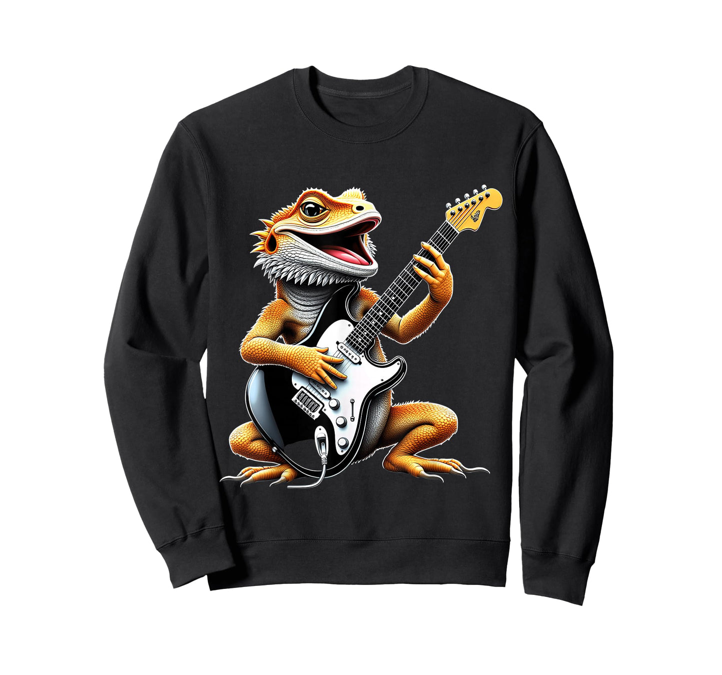 Funny Bearded Dragon Playing Guitar Animal Music Lover T-Shirt