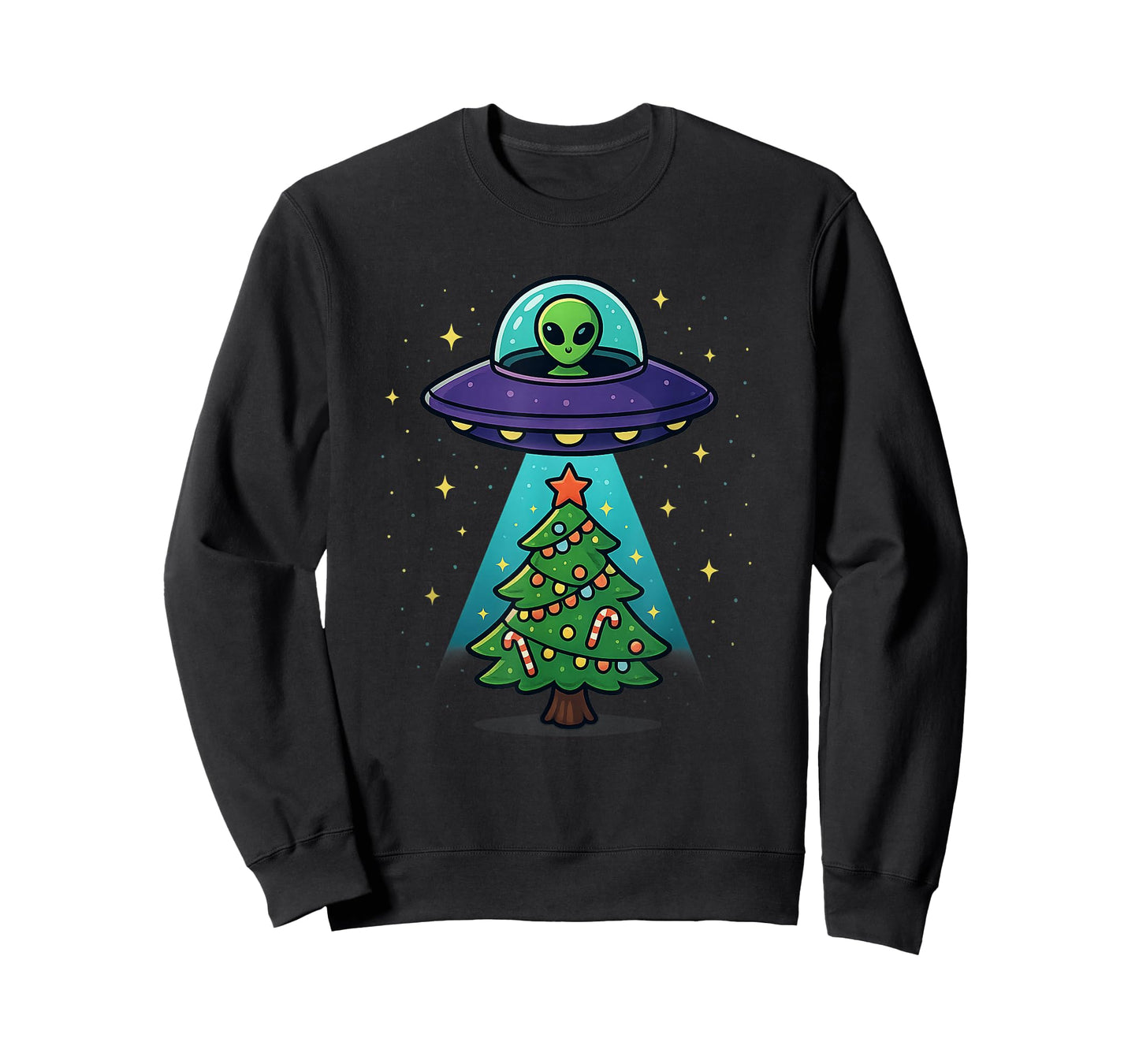 Alien Christmas Lights UFO Holiday Abduction Christmas Tree T-Shirt