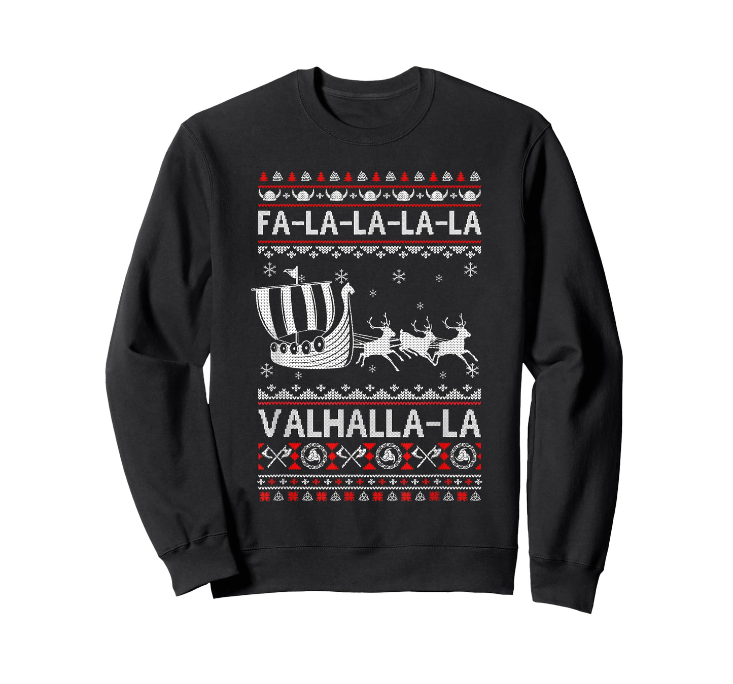 FA La La Valhalla Viking Ship Christmas Xmas Ugly Sweater T-Shirt