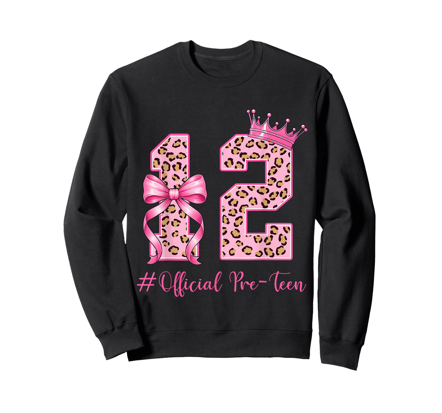 12th Birthday Girl Pink Coquette Bow Leopard 12 Year Old T-Shirt
