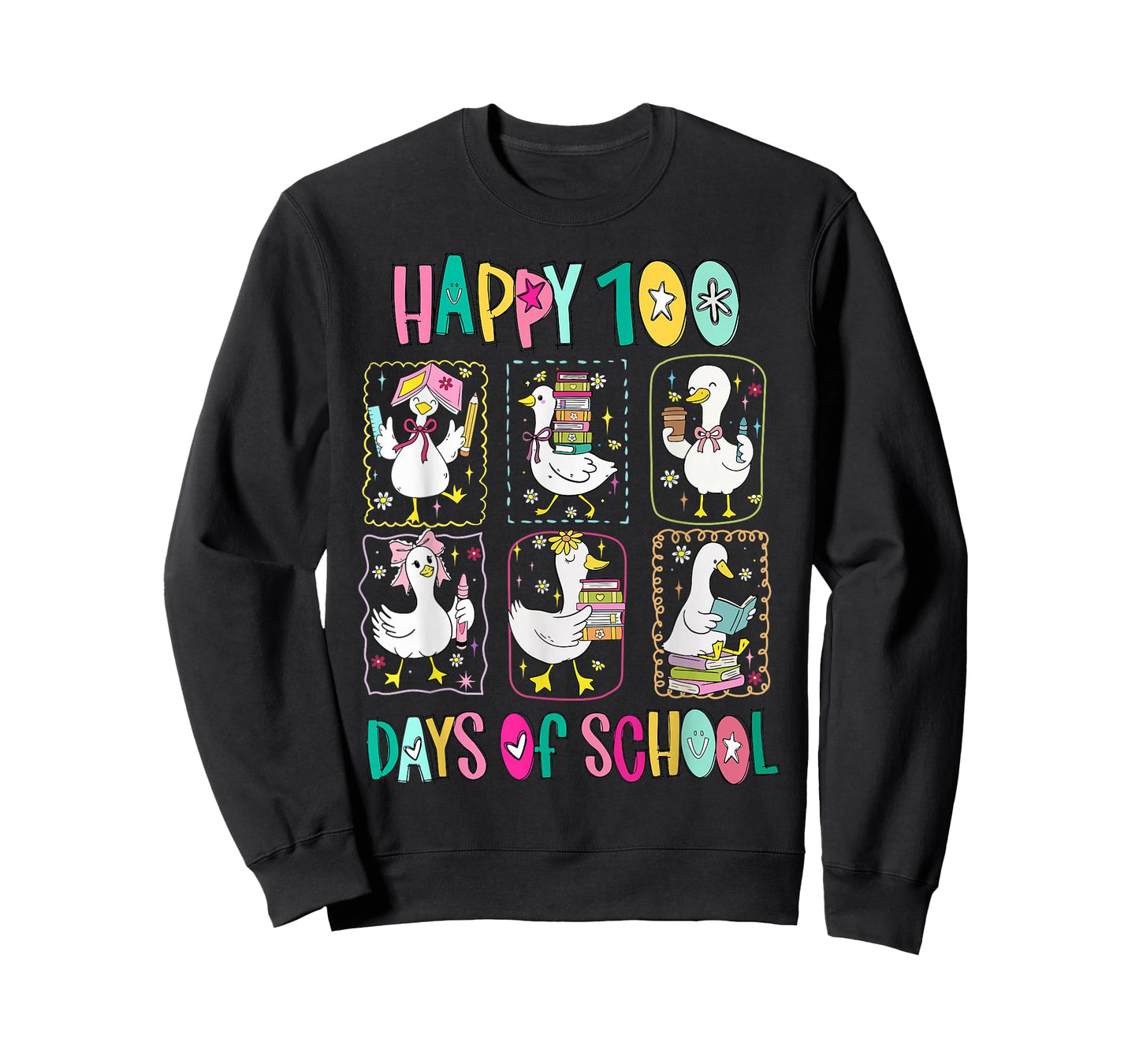 Happy 100 Days of School Student Teacher Funny Goose Silly T-Shirt