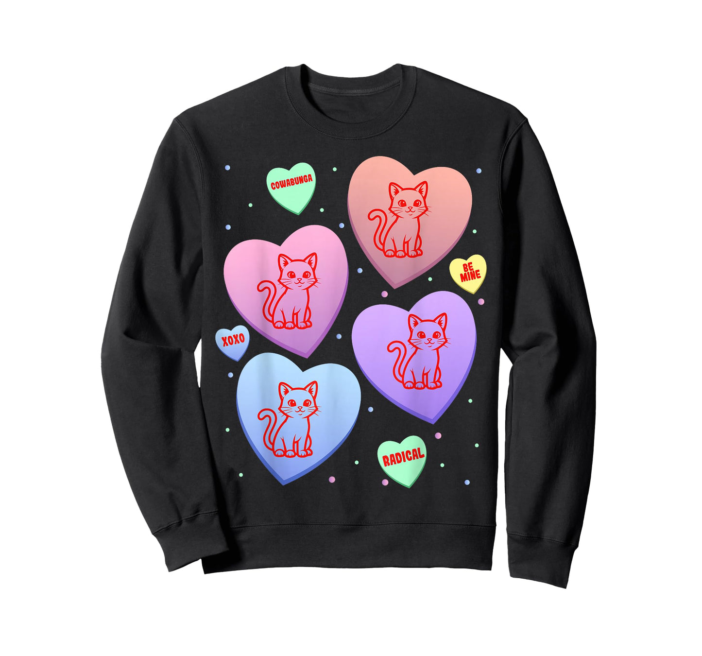 Cat Candy Heart Pastel Cute Kitten Valentines Day T-Shirt