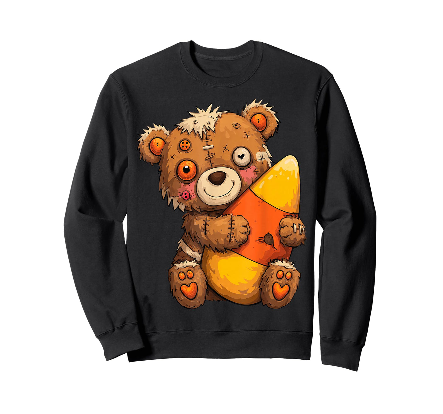 Zombie Bear Hugging A Big Candy Corn Halloween T-Shirt