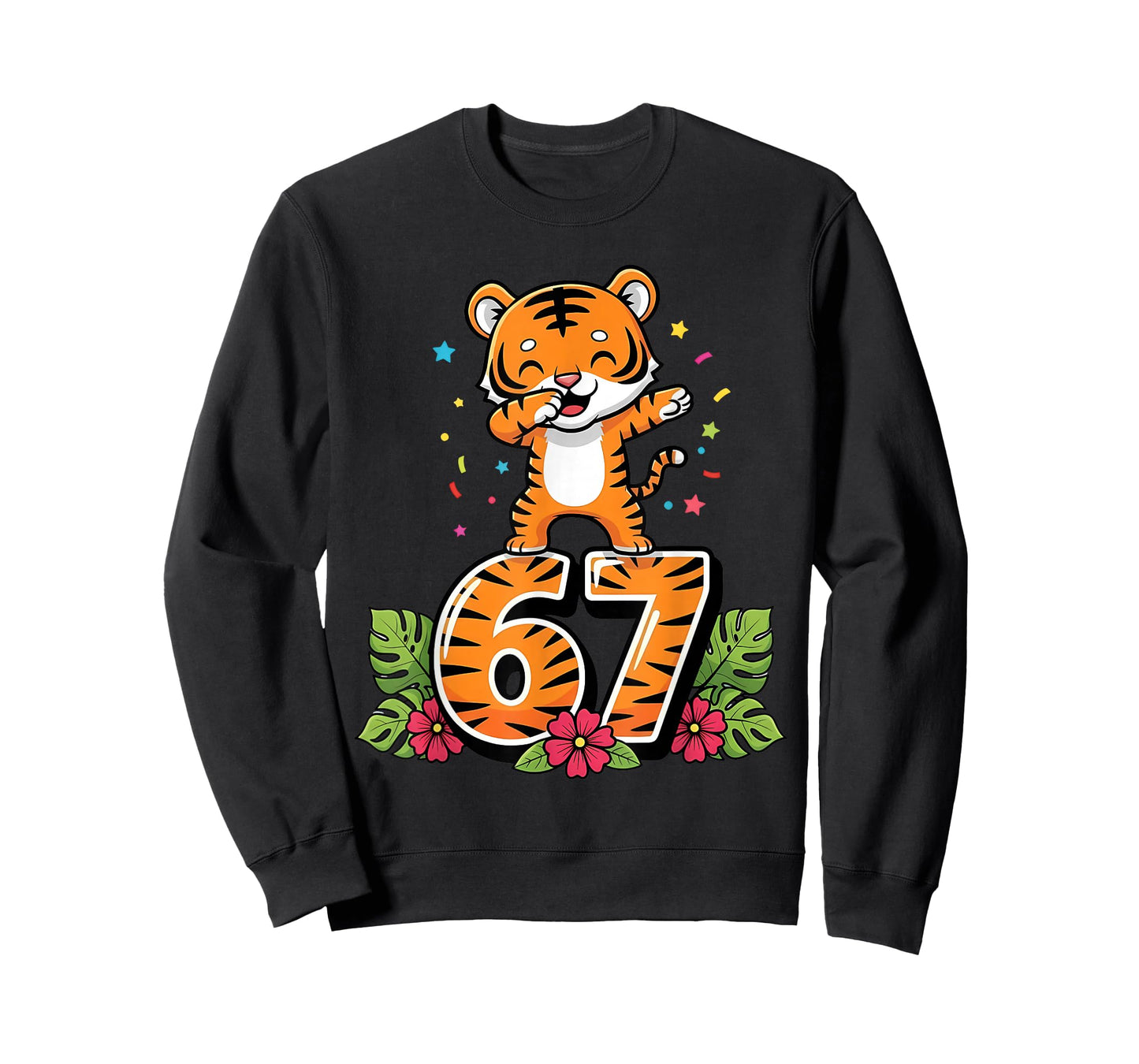 Six Seven Meme Dabbing Baby Tiger 67 Funny Gen Z Apha T-Shirt